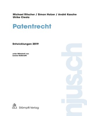cover image of Patentrecht, Entwicklungen 2019